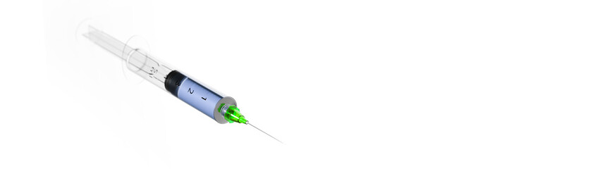 Medical syringe with a needle for vaccination. 3D Rendering