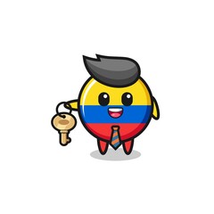 cute colombia flag as a real estate agent mascot