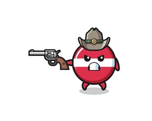 Naklejka premium the latvia flag cowboy shooting with a gun