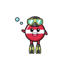 the latvia flag diver cartoon character
