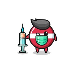latvia flag mascot as vaccinator