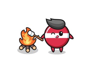 Obraz premium latvia flag character is burning marshmallow
