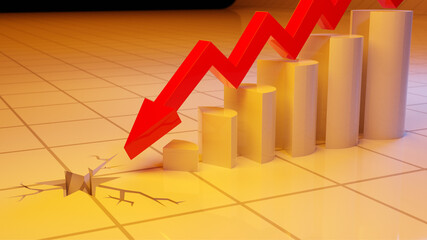 Econimical crisis concept. Spread in the world, economy is down. 3d illustration