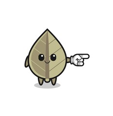dried leaf mascot with pointing right gesture