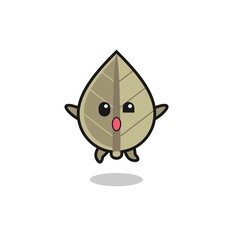 dried leaf character is jumping gesture