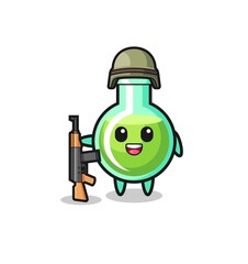 cute lab beakers mascot as a soldier