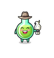 lab beakers zookeeper mascot with a parrot