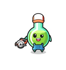 Fototapeta premium the woodworker lab beakers mascot holding a circular saw