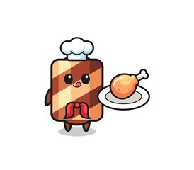 wafer roll fried chicken chef cartoon character