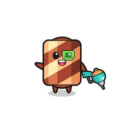 wafer roll cartoon as future warrior mascot