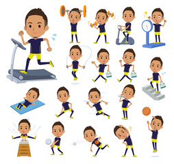 エクササイズやスポーツに関するスポーツウエアを着た黒人男性のセット