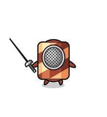 wafer roll earth cartoon as fencer mascot