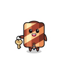 cute wafer roll as a real estate agent mascot