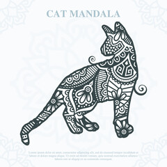 Cat Mandala. Vintage decorative elements. Oriental pattern, vector illustration.