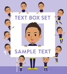 メッセージボードを持つスポーツウエアを着た黒人男性のセット