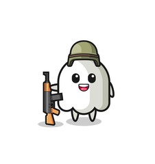 Fototapeta premium cute ghost mascot as a soldier