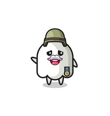 Obraz premium cute ghost as veteran cartoon