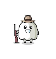 ghost hunter mascot holding a gun
