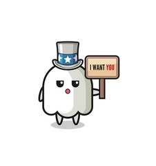 Fototapeta premium ghost cartoon as uncle Sam holding the banner I want you