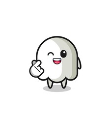 ghost character doing Korean finger heart