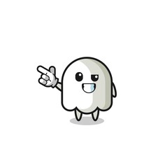 ghost mascot pointing top left