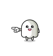 ghost cartoon with pointing left gesture