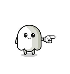 ghost mascot with pointing right gesture