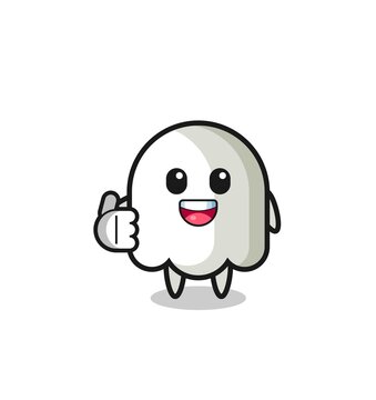 ghost mascot doing thumbs up gesture