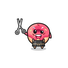 doughnut character as barbershop mascot