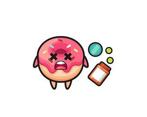 illustration of overdose doughnut character
