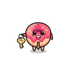 cute doughnut as a real estate agent mascot