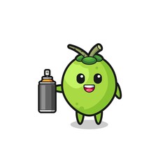 the cute coconut as a graffiti bomber