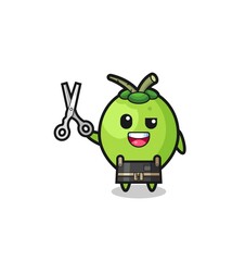coconut character as barbershop mascot