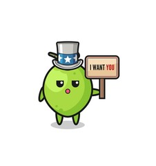 Fototapeta premium coconut cartoon as uncle Sam holding the banner I want you