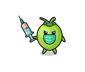 illustration of the coconut to fight the virus