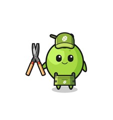 cute coconut as gardener mascot