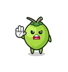 coconut character doing stop gesture