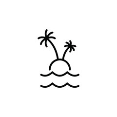 Island, ocean, beach, sea Line Icon, Vector, Illustration, Logo Template. Suitable For Many Purposes.