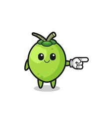coconut mascot with pointing right gesture