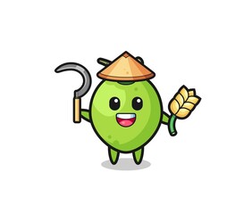 coconut Asian farmer holding paddy