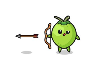 illustration of coconut character doing archery