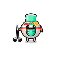 Fototapeta premium surgeon noodle bowl mascot character