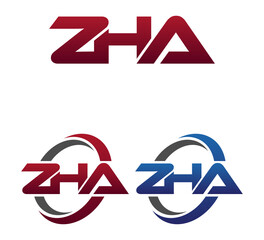 Modern 3 Letters Initial logo Vector Swoosh Red Blue ZHA