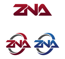 Modern 3 Letters Initial logo Vector Swoosh Red Blue ZNA