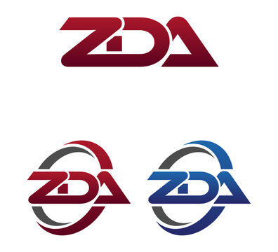 Modern 3 Letters Initial logo Vector Swoosh Red Blue ZDA