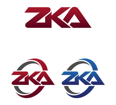 Modern 3 Letters Initial logo Vector Swoosh Red Blue ZKA
