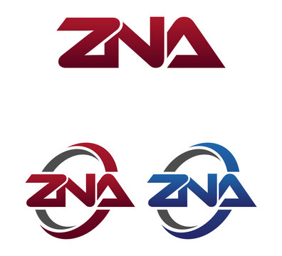 Modern 3 Letters Initial logo Vector Swoosh Red Blue ZNA