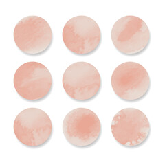 Pink watercolor story highlight cover icons. Set of abstract pastel pink watercolor circles design. Highlight cover for social media stories