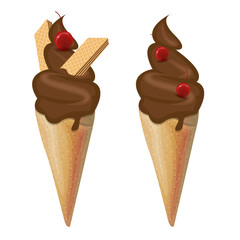 Ice cream chocolate cone concept vector dessert