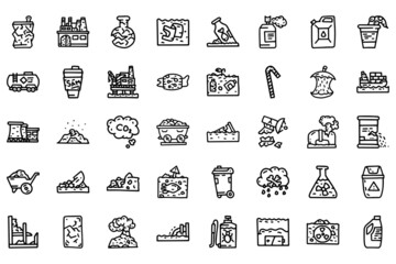 Environment pollution line vector doodle simple icon set